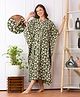 Bella Mama Cotton Woven Maternity Nursing Kaftan With Floral Print - Green
