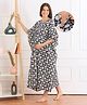 Bella Mama 100% Cotton Woven Maternity Kaftan Nursing Nighty Floral Print - Black