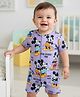 Babyhug Disney 100% Cotton Half Sleeves Romper With Mickey Mouse Graphics - Purple