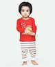Ariel Pure Cotton Full Sleeves Chicken Printed Tee & Joggers Set - Red