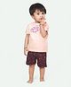 Ariel Pure Cotton  Half Sleeves Hear Me Roar Text Printed Tee & Shorts Set - Peach