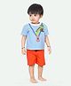 Ariel Pure Cotton Half Sleeves Giraffe Printed Tee & Shorts Set - Multi Colour