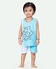 Ariel Pure Cotton Sleeveless Baby Animal Printed Tee & Shorts Set - Sky Blue