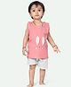 Ariel Pure Cotton Sleeveless Rabbit Designed Tee & Shorts Set - Pink
