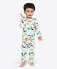 Ariel Pure Cotton Full Sleeves Dinosaur Printed  Tee With Coordinating Pant Set - Grey