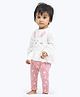 Ariel Pure Cotton Full Sleeves Bunny Embroidered Top With Pant - White