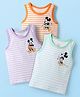 Babyhug Disney 100% Cotton Sleeveless Vests With Mickey Mouse Graphics Pack Of 3 - Lilac Light Green & Orange