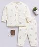 Clt.s Cotton Knit Full Sleeves Cute Bunnies Printed Coordinating Night Suit Set - Cream