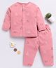 Clt.s Cotton Knit Full Sleeves Cute Bunnies Printed Coordinating Night Suit Set - Pink