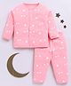 Clt.s Cotton Knit Full Sleeves Stars & Typography Printed Coordinating Night Suit Set - Pink
