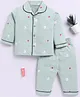Clt.s Cotton Knit Full Sleeves Hearts & Popcorn Printed Coordinating Night Suit Set - Green
