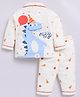 Clt.s Cotton Knit Full Sleeves Baby Dinosaur & Balloons Printed Coordinating Night Suit Set - Cream