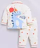 Clt.s Cotton Knit Full Sleeves Baby Dinosaur & Balloons Printed Coordinating Night Suit Set - Cream