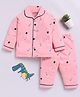 Clt.s Cotton Knit Full Sleeves Baby Dinosaur & Balloons Printed Coordinating Night Suit Set - Pink