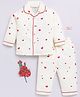 Clt.s Cotton Knit Full Sleeves Hearts Printed Coordinating Night Suit Set - Cream