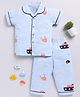 Clt.s Cotton Knit Half Sleeves Sea Life Printed Coordinating Night Suit Set - Blue