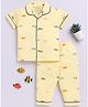 Clt.s Cotton Knit Half Sleeves Fish Printed Coordinating Night Suit Set - Yellow