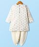 Babyhug Cotton Woven Full Sleeves Printed Kurta Dhoti Set - White