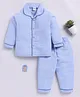 Clt.s Cotton Woven Full Sleeves Houndstooth Printed Coordinating Night Suit Set - Blue