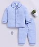 Clt.s Cotton Woven Full Sleeves Houndstooth Printed Coordinating Night Suit Set - Blue