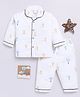 Clt.s Cotton Woven Full Sleeves Hot Air Balloon Printed Coordinating Night Suit Set - White