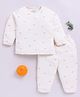 Clt.s Cotton Knit Full Sleeves Oranges Printed Coordinating Night Suit Set - Cream