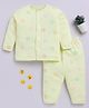 Clt.s Cotton Knit Full Sleeves Smiley Printed Coordinating Night Suit Set - Yellow