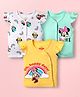 Babyhug Interlock Knit Frill Sleeves Jhablas With Minnie Mouse Graphics Pack Of 3 - Yellow White & Light Green