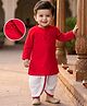 Babyhug Cotton Woven Full Sleeves Solid Color Kurta Dhoti Set - Red