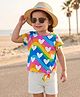 Babyhug Single Jersey Knit Half Sleeves Top & Shorts Set with Heart & Rainbow Print - White & Blue