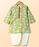 Babyhug Cotton Woven Full Sleeves Kurta Dhoti Set with Floral Print - Green