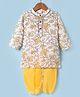 Babyhug Cotton Woven Full Sleeves Kurta Dhoti Set With Floral Print - White & Yellow