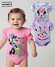 Babyhug Disney Interlock Knit Frill Half Sleeves Onesies with Minnie Mouse Graphics Pack of 3 - Pink & Lilac
