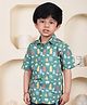 Polka Tots Cotton Half Sleeves Animals & Trees Printed Shirt - Dark Green