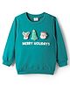 Babyhug Cotton Knit Full Sleeves Sweatshirt with Merry Christmas Graphics & Applique - Teal Blue
