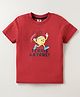 Zero Sinker Knit Half Sleeves T-Shirt with Tennis Anyone Text Print - Red