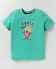 Zero Sinker Knit Half Sleeves T-Shirt with Snack Text Print - Light Green