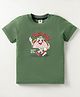 Zero Sinker Knit Half Sleeves T-Shirt With Taco Print - Green