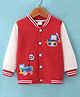 Mark & Mia Fleece Knit Full Sleeves Vehicles Embroidered Bomber Jacket - Red & White