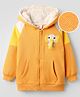 Mark & Mia Fleece Knit Full Sleeves Cut & Sew Hooded Sweatjacket with Elephant Applique - Lemon Yellow