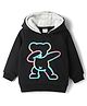 Mark & Mia Fleece Knit Full Sleeves Sweatshirt With Hood & Bear Print - Black