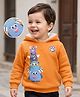 Mark & Mia Fleece Knit Full Sleeves Printed Sweatshirt With Hood - Orange