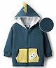 Mark & Mia Fleece Knit Full Sleeves Sweatjacket With Spikes Hood & Kangaroo Pocket Detailing - Teal Blue