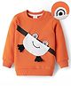 Mark & Mia Fleece Knit Full Sleeves Sweatshirt with Animal Pocket Applique - Rust Orange