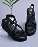 Shoetopia Solid Criss Cross Designed Sandals - Black