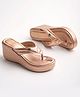 Shoetopia Colour Blocked Platform Heel Sandals - Rose Gold