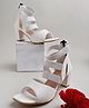 Shoetopia Solid Heeled Sandals With Zipper Closure - White