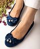 Shoetopia Stones Embellished Bow Applique Detailed Ballerinas - Blue