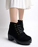 Shoetopia Solid Lace Up Boots - Black