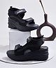 Shoetopia Fashion Text Designed Double Velcro Closure Sandal - Black